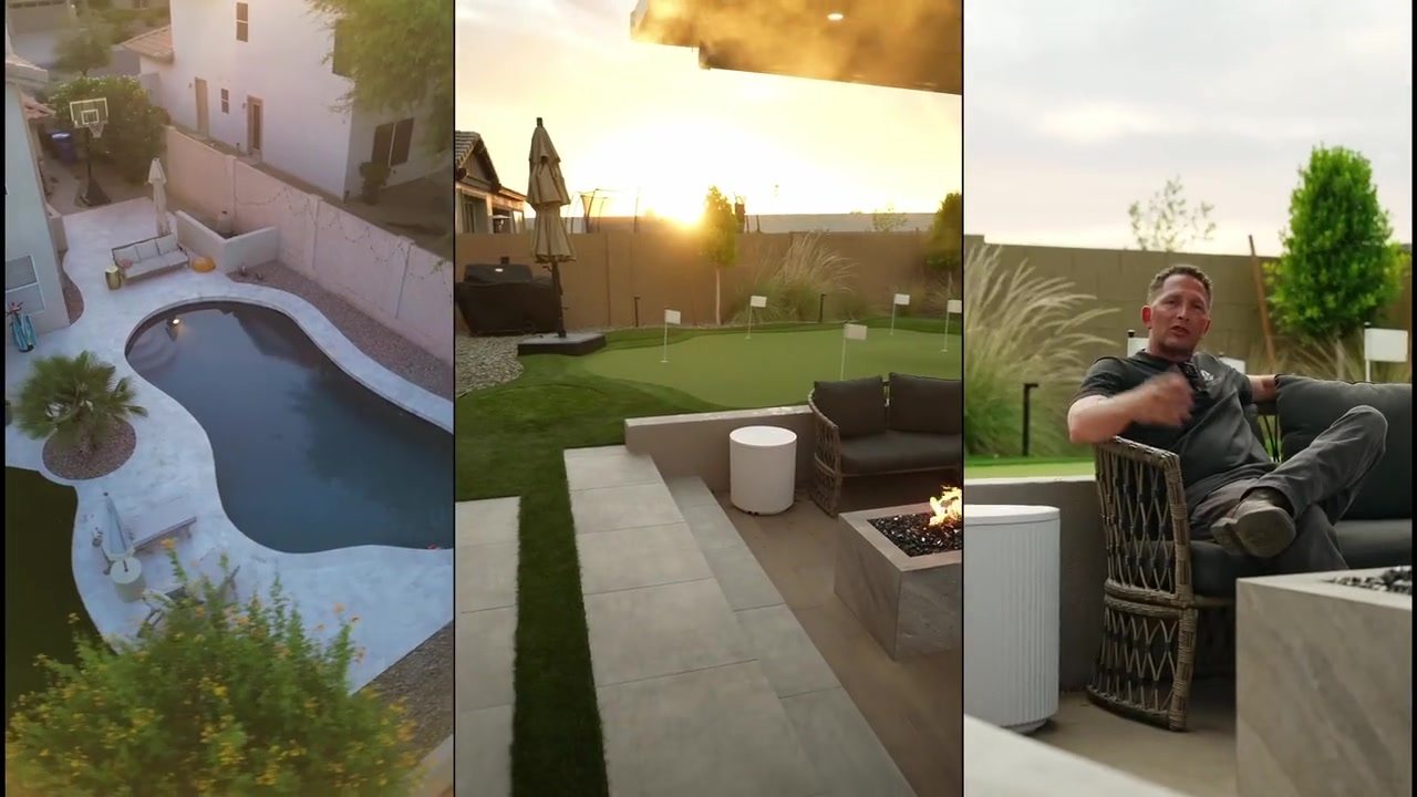 Rising Tide Luxury Outdoors backyard at sunset filmed by Maken Media